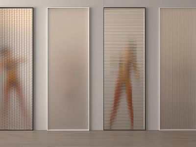 Glass Room Dividers With Various Textured Patterns For Interior Privacy And Light Filtering 3d model