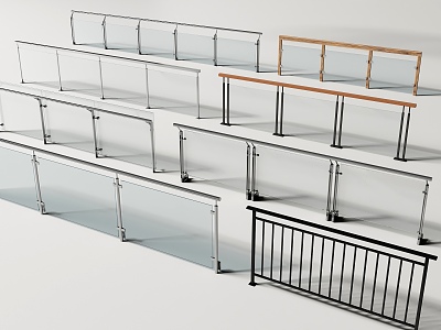 Modern Railing Glass Railing Guardrail Glass Guardrail Fence Guardrail Commercial Railing 3d model