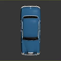Classic Blue Mercedes Benz Car Model on Glossy Black Surface With Reflection