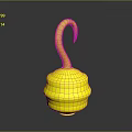 Man Holding Shiny Yellow Hook Container On Dark Background Surface