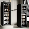 Modern Kitchen Interior With Black Dish Sterilizers And Plates Bowls Glasses