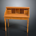 Traditional Wooden Writing Desk With Multiple Drawers And Small Open Compartments