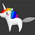 Cute White Unicorn Toy Character with Rainbow Mane White Horn Pink Heart Cheek and Tail