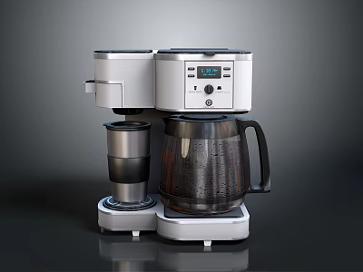 Modern Coffee Maker With Digital Display White Body Stainless Steel Container And Black Base 3d model