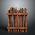 Rustic Wooden Fence With Pointed Tops In Scenic Outdoor Countryside Landscape View