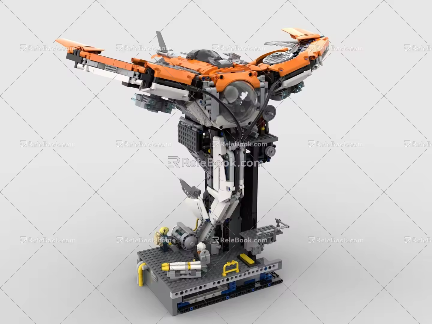 Lego toy blocks fighter sci-fighter maintenance platform 3d model