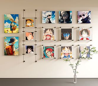 Modern aokizy acrylic hanging picture combination decorative painting square character cartoon 3d model