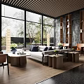 New Chinese Style Sales Office Reception Rest Area Sales Office Negotiation Area Reception Sofa Combination Hotel Lobby Reception Area Rest Reception Area 3d model