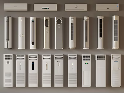 Different Types Of Air Conditioners With Wall Mounted And Floor Standing Designs 3d model