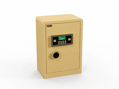 Beige Electronic Safe With Digital Display Keypad And Keyhole Design 3d model