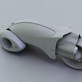 Futuristic Motorcycle with Sleek White Blue Design Large Wheels Carbon Fiber Dusk Sky Cracked Ground