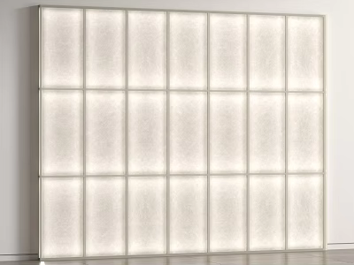 Modern Minimalist Background Wall With Illuminated Square Panels And Soft Texture 3d model
