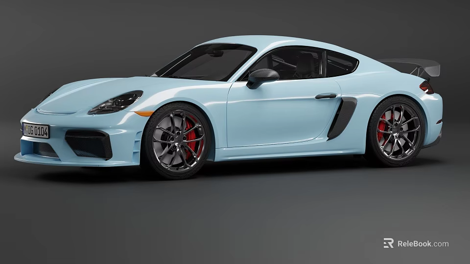 Light Blue Sports Car With Two Door Coupe Design Black Accents And Red Brake Calipers 3d model 