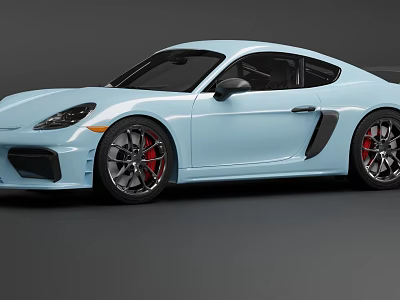 Light Blue Sports Car With Two Door Coupe Design Black Accents And Red Brake Calipers 3d model