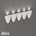 Five White Modern Wall Lamps Arranged On Gray Wall With Upward Soft Light