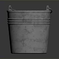 Industrial Metal Bucket With Sturdy Handle And Rustic Metal Finish For Workshop Storage