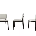 Modern Dining Table Set With White Tabletop Black Legs And Upholstered Chairs 3d model