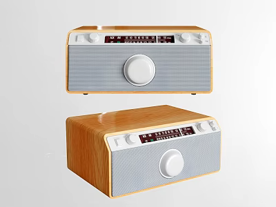 Two Tone Vintage Wooden Radio Speaker Design With Control Knobs And Panel 3d model