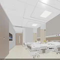 Hospital Ward Interior With Two Medical Beds White Walls And Wooden Accents