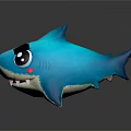Cartoon Blue Shark Game Movie Character With Big Eyes And 3D Model Design
