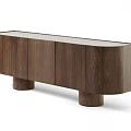 Modern Walnut Console Cabinet With Four Doors And Cylindrical Legs Design 3d model