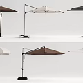 Various Patio Umbrella Styles With Brown White Black Colors And Cantilever Straight Poles