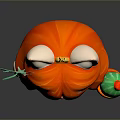 Game and Movie Character with Red Hair Cat Ears in Orange Overalls Holding Cactus Pot