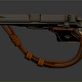 Black HANDBUN P8 Handgun with Orange Braided Holster and Gold Button