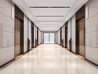 modern elevator hall 3d model