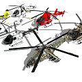 Various Colored Military And Civilian Helicopters Showing Different Models And Designs