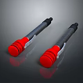 Red And Gray Handheld Weapons With Metallic Parts And Rubber Tips