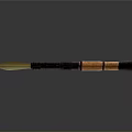 Military Rocket Launcher With Black Body Wooden Components And Yellow Warhead Stand