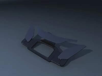 Black Geometric Component Structure With Square Opening And Wing Shaped Parts 3d model