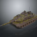 Modern Camouflaged Military Tank With Long Gun Barrel Heavy Tracks And Turrets