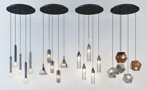 Modern chandelier fashion simple metal chandelier combination 3d model