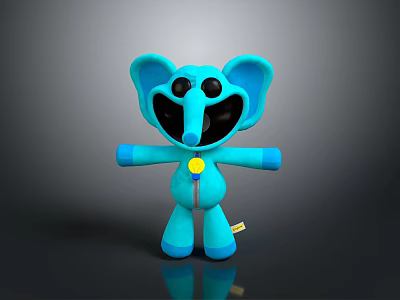 Blue Elephant Plush Toy Character With Big Ears And Soft Body 3d model