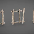 Rustic Outdoor Wooden Fences With Various Designs And Weathered Texture 3d model