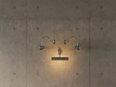Modern Wall Lamp Design On Concrete Wall With Curved Arms And Sleek Light 3d model