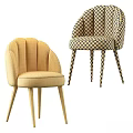 Elegant Velvet Chair With Curved Back And Slim Wooden Legs Design