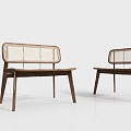 Two Modern Wooden Outdoor Chairs With Woven Backrest And Sleek Design