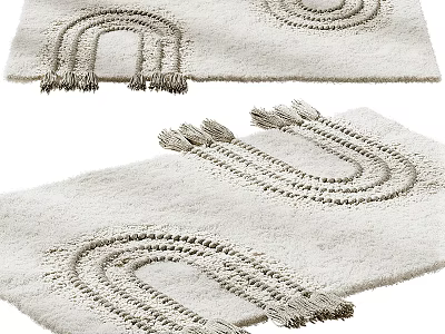 Stylish Shaped Rugs With Curved Patterns And Tassels 3d model