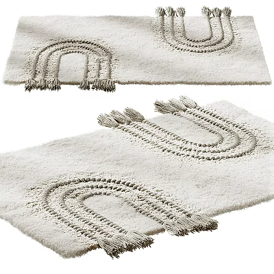 Stylish Shaped Rugs With Curved Patterns And Tassels 3d model