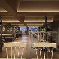 Cozy Milk Tea Shop Interior With Bar Booth Seats Bookshelves Hanging Lights And Green Plants