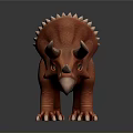 Detailed Orange Triceratops Dinosaur 3D Model with Spiked Frill and Horns