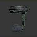 Weathered Industrial Metal Mechanical Console With Graffiti Surface And Sturdy Base