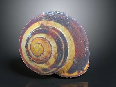 Natural Spiral Shell Decorative Ornament Set With Brown Yellow White Texture For Home Decor 3d model