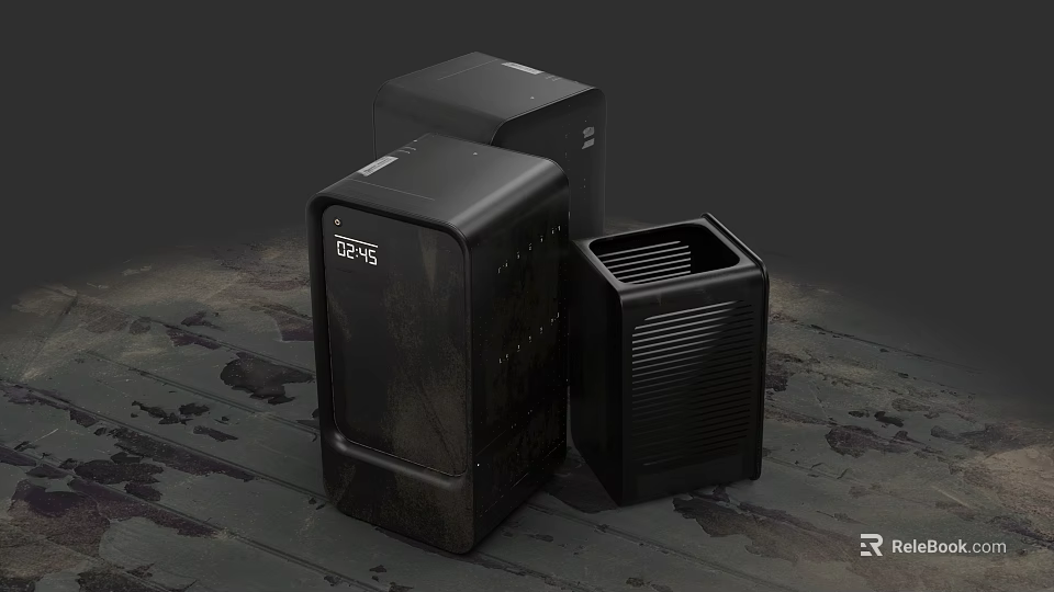 Black Metal Weapon Storage Cases With Multiple Designs And Tactical Gear Containers On Wooden Floor 3d model 