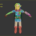 Game And Movie Character With Blonde Hair Blue Outfit Brown Gloves Boots Glowing Arm Patterns
