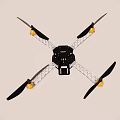 Quadcopter Drone Frame With Four Propellers Flying Against Clear Blue Sky