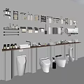 Modern Complete Bathroom Set with Toilets Sinks Storage Racks and Accessories 3d model